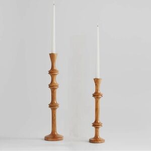 Crate & Barrel Wood Candle Holders
